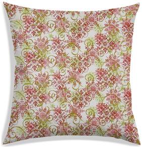 RADANYA Floral Polyester Beige Cushion Cover ( Regular , Pack of 1 )