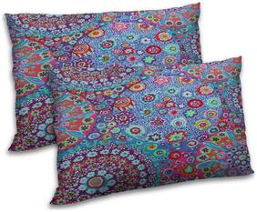 RADANYA Polyester Floral Pillow Covers ( Pack of 2 , Blue )