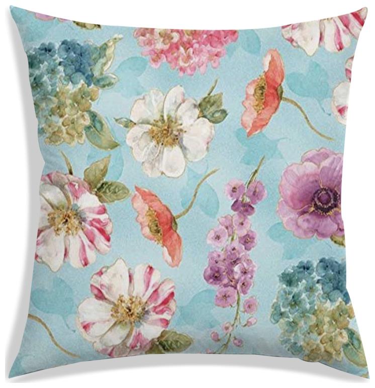 

RADANYA Floral Polyester Blue Cushion Cover ( Large Pack of 1 )
