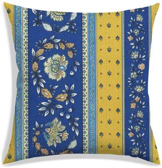 RADANYA Floral Polyester Blue Cushion Cover ( Large , Pack of 1 )