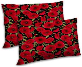 RADANYA Polyester Floral Pillow Covers ( Pack of 2 , Red )