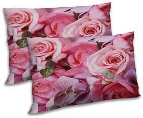 RADANYA Polyester Floral Pillow Covers ( Pack of 2 , Pink )