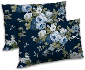 RADANYA Polyester Floral Pillow Covers ( Pack of 2 , Blue )