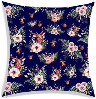 RADANYA Floral Polyester Blue Cushion Cover ( Large , Pack of 1 )