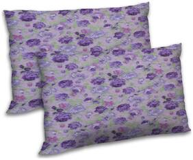 RADANYA Polyester Floral Pillow Covers ( Pack of 2 , Purple )