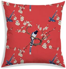 RADANYA Floral Polyester Orange Cushion Cover ( Regular , Pack of 1 )