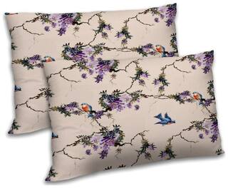 RADANYA Polyester Printed Pillow Covers ( Pack of 2 , Beige )