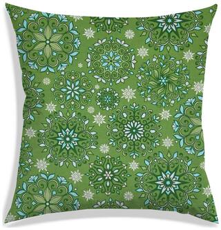 RADANYA Floral Polyester Green Cushion Cover ( Large , Pack of 1 )