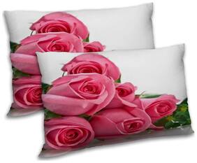 RADANYA Polyester Floral Pillow Covers ( Pack of 2 , White )
