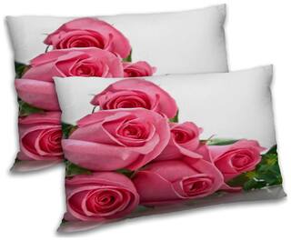 RADANYA Polyester Floral Pillow Covers ( Pack of 2 , White )