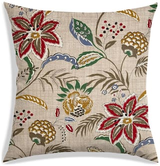 RADANYA Floral Polyester Peach Cushion Cover ( Small , Pack of 1 )