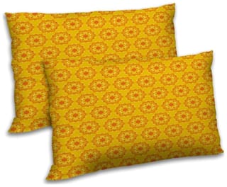 RADANYA Polyester Damask Pillow Covers ( Pack of 2 , Yellow )