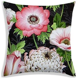 RADANYA Floral Polyester Black Cushion Cover ( Large , Pack of 1 )