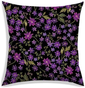 RADANYA Floral Polyester Black Cushion Cover ( Extra large , Pack of 1 )