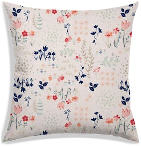 RADANYA Floral Polyester Cream Cushion Cover ( Large , Pack of 1 )