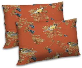 RADANYA Polyester Floral Pillow Covers ( Pack of 2 , Orange )