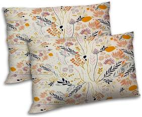 RADANYA Polyester Floral Pillow Covers ( Pack of 2 , Beige )