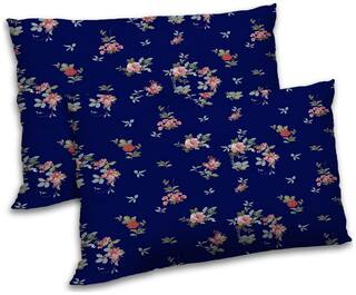 RADANYA Polyester Floral Pillow Covers ( Pack of 2 , Blue )