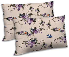 RADANYA Polyester Floral Pillow Covers ( Pack of 2 , Beige )