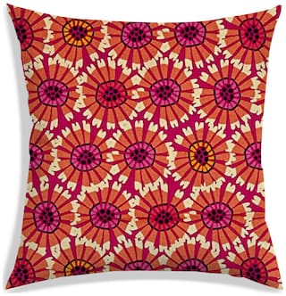 RADANYA Floral Polyester Beige Cushion Cover ( Regular , Pack of 1 )