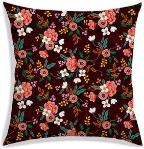 RADANYA Floral Polyester Brown Cushion Cover ( Large , Pack of 1 )