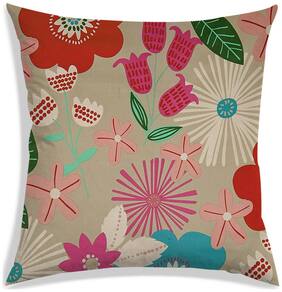 RADANYA Floral Polyester Beige Cushion Cover ( Regular , Pack of 1 )
