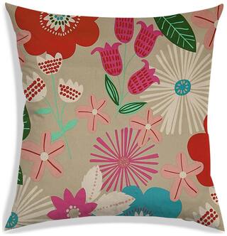 RADANYA Floral Polyester Beige Cushion Cover ( Regular , Pack of 1 )
