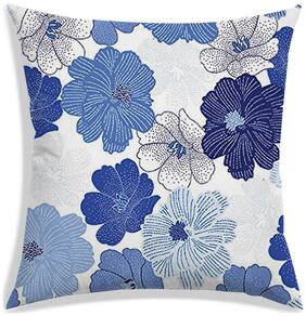 RADANYA Floral Polyester White Cushion Cover ( Large , Pack of 1 )