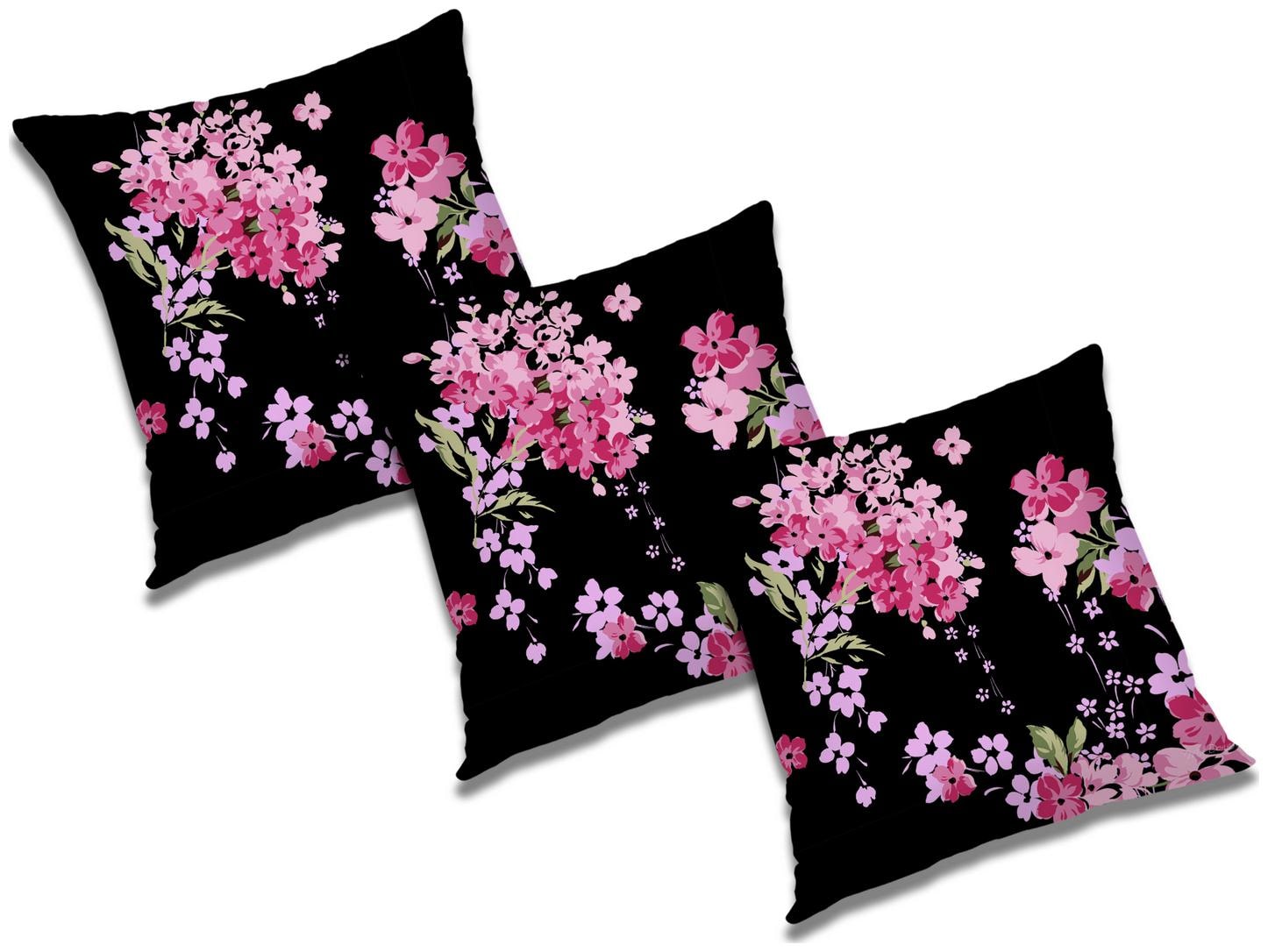 

RADANYA Floral Polyester Black Cushion Cover ( Extra large Pack of 3 )