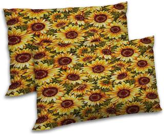 RADANYA Polyester Floral Pillow Covers ( Pack of 2 , Yellow )