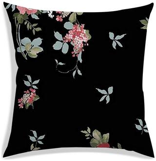 RADANYA Floral Polyester Black Cushion Cover ( Large , Pack of 1 )