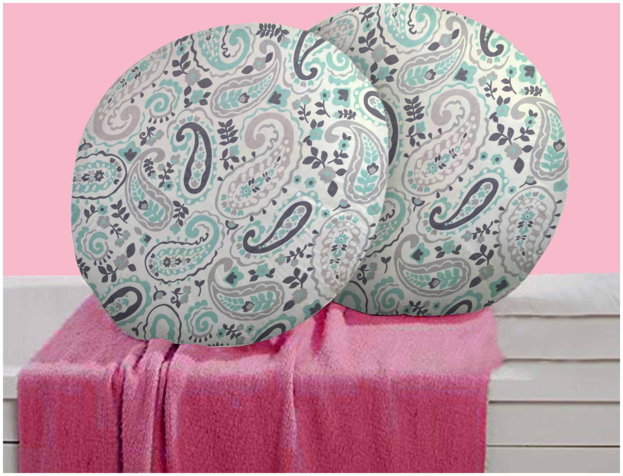 

RADANYA Floral Digitally Printed Round Cushion Cover Pillow Case Home D cor Set of 2 16 inch Multicolor