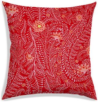 RADANYA Floral Polyester Red Cushion Cover ( Regular , Pack of 1 )