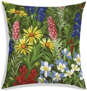 RADANYA Floral Polyester Green Cushion Cover ( Large , Pack of 1 )
