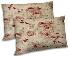 RADANYA Polyester Floral Pillow Covers ( Pack of 2 , Beige )