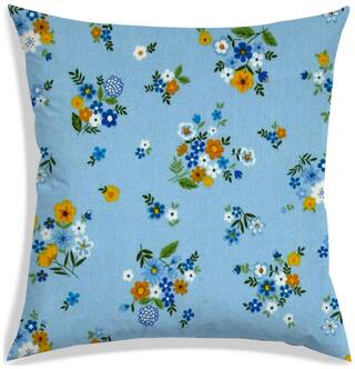 RADANYA Floral Polyester Blue Cushion Cover ( Small , Pack of 1 )