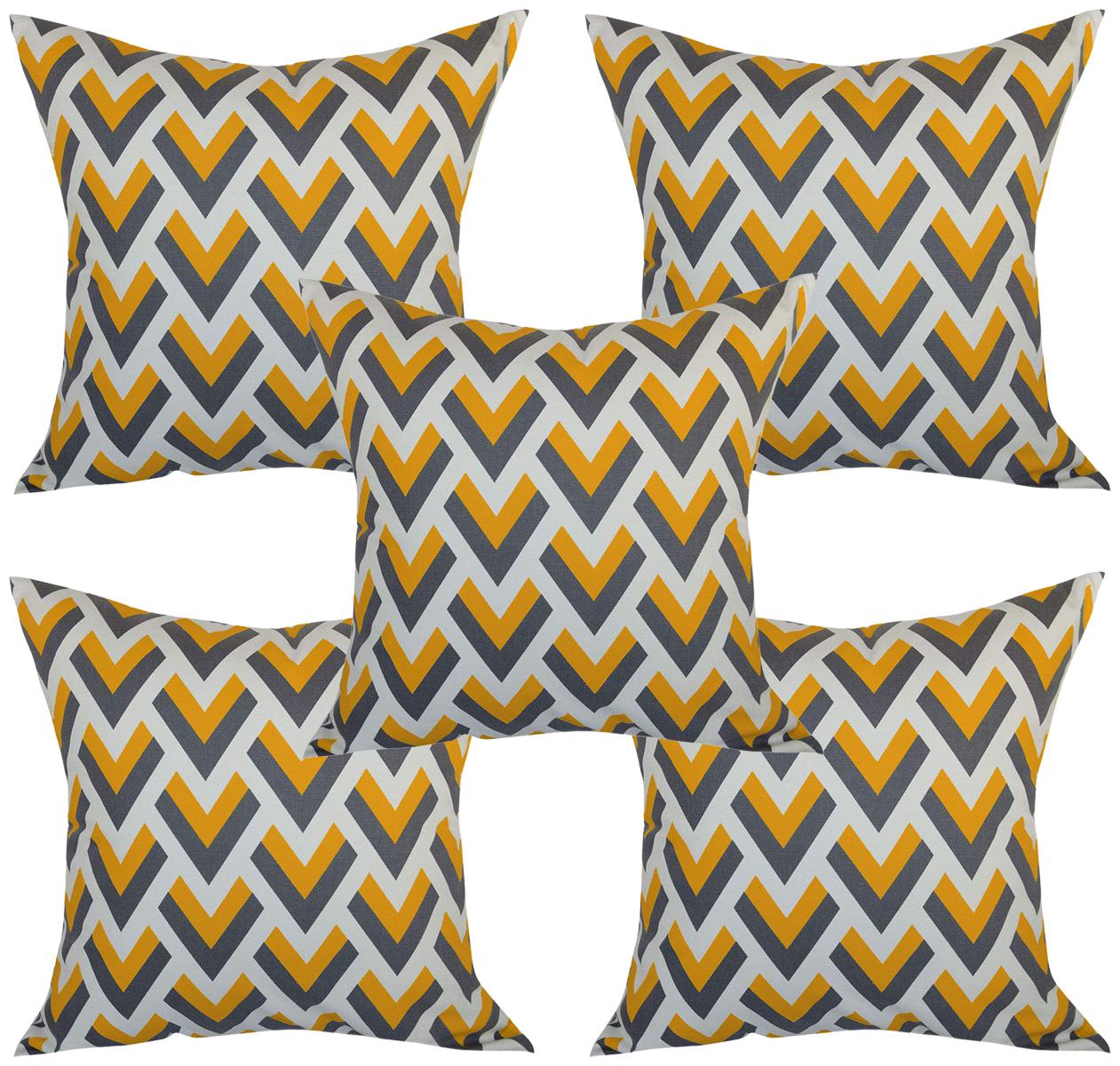 

RADANYA Geometric Polyester Yellow Cushion Cover ( Regular Pack of 5 )