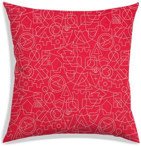 RADANYA Geometric Polyester Red Cushion Cover ( Regular , Pack of 1 )