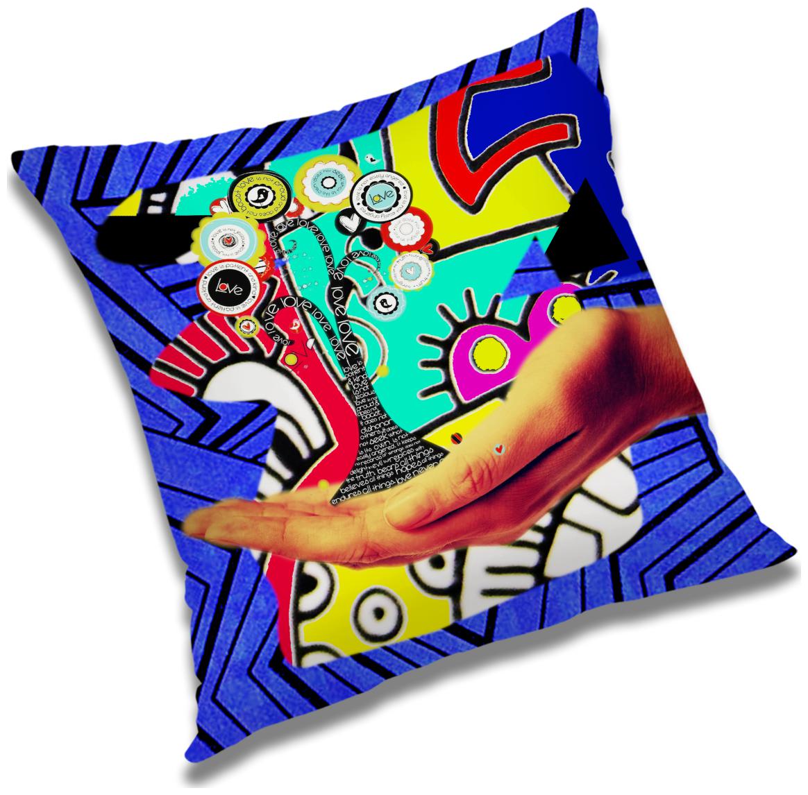 

RADANYA Hand Printed Cushion Cover Blue 18x18 inch