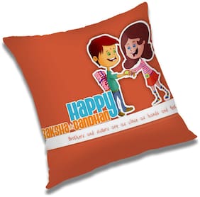 RADANYA Printed Polyester Orange Cushion Cover ( Large , Pack of 1 )