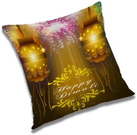 RADANYA Printed Polyester Gold Cushion Cover ( Large , Pack of 1 )