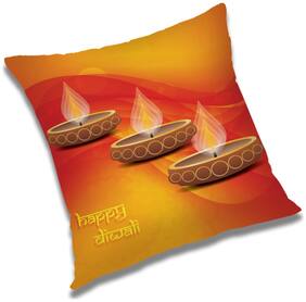 RADANYA Printed Polyester Orange Cushion Cover ( Large , Pack of 1 )