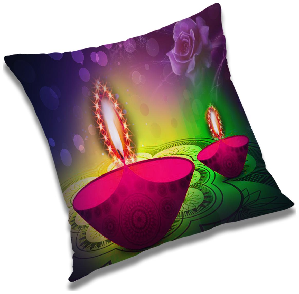 

RADANYA Happy Diwali Printed Cushion Cover Multicolor 20x20 inch