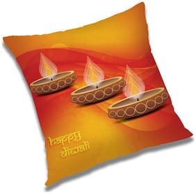 RADANYA Printed Polyester Orange Cushion Cover ( Extra large , Pack of 1 )