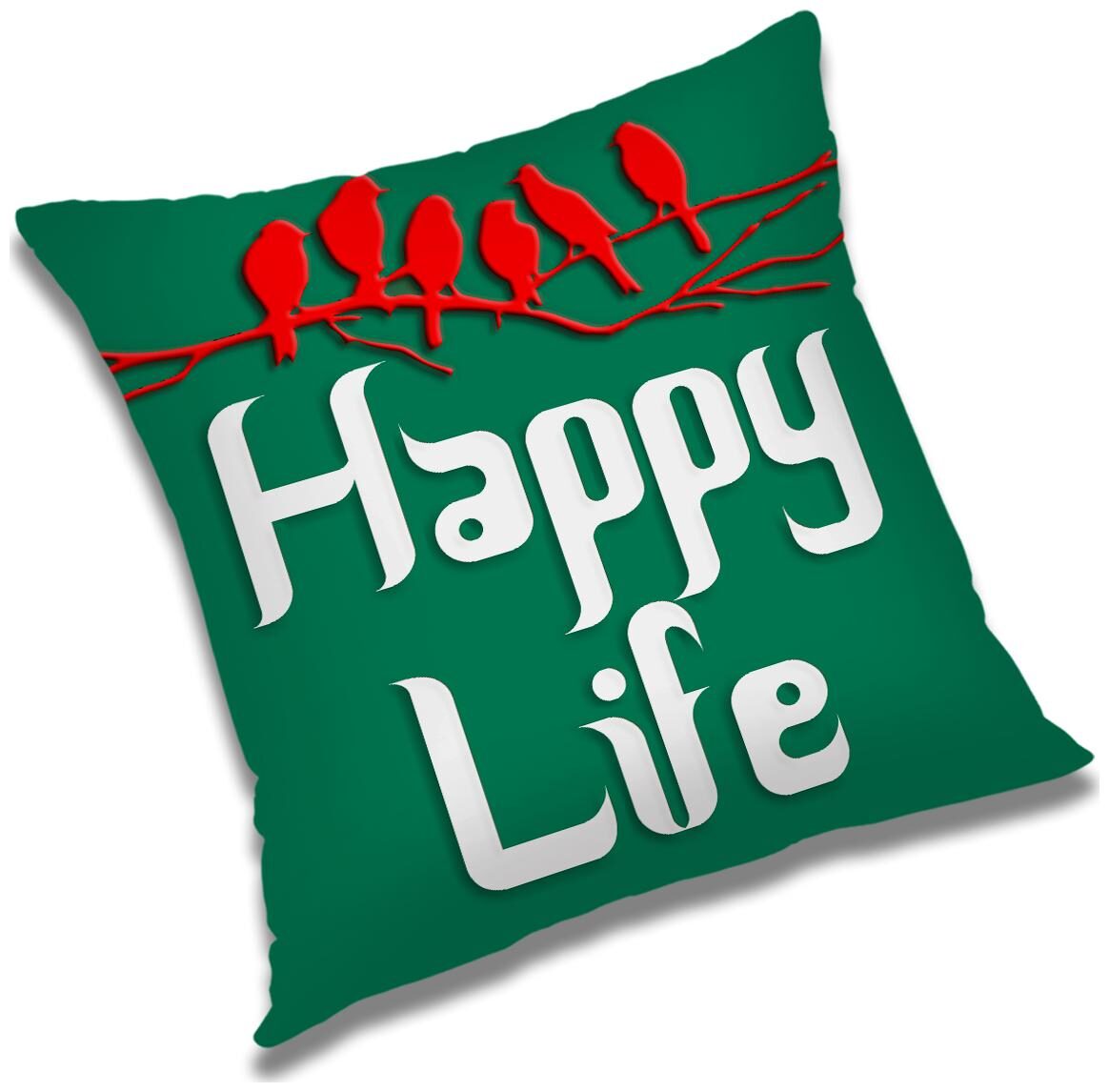 

RADANYA Happy Life Printed Cushion Cover Green 20x20 inch
