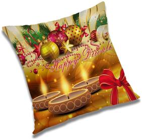 RADANYA Printed Polyester Gold Cushion Cover ( Large , Pack of 1 )