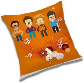 RADANYA Men Printed Cushion Cover Orange,12x12 inch