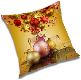 RADANYA Printed Polyester Gold Cushion Cover ( Extra large , Pack of 1 )