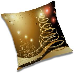 RADANYA Printed Polyester Gold Cushion Cover ( Regular , Pack of 1 )