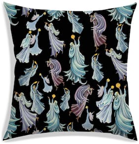 RADANYA Printed Polyester Black Cushion Cover ( Small , Pack of 1 )